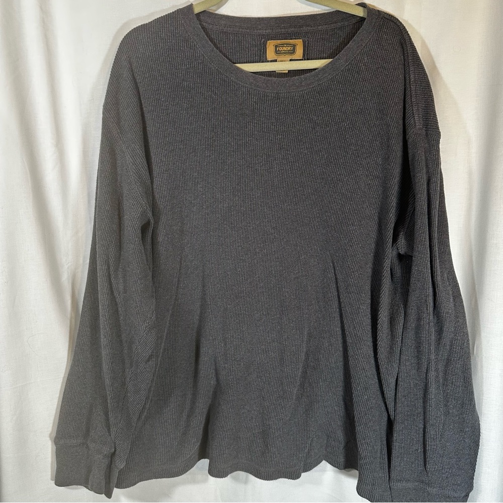 The Foundry grey heavy waffle knit shirt men’s 2XLT big and tall cotton